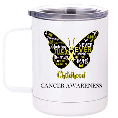 Childhood Cancer butterfly  12 oz Stainless Steel Tumbler Cup