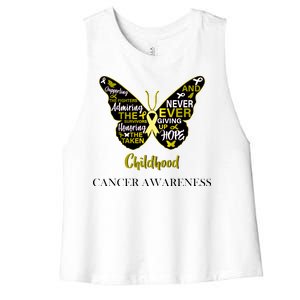 Childhood Cancer butterfly  Women's Racerback Cropped Tank