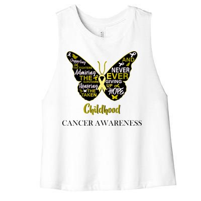 Childhood Cancer butterfly  Women's Racerback Cropped Tank