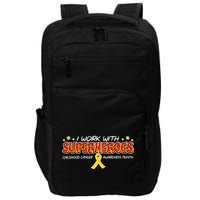 Childhood Cancer I Work With Superheroes Impact Tech Backpack