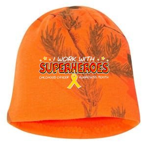 Childhood Cancer I Work With Superheroes Kati - Camo Knit Beanie