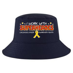 Childhood Cancer I Work With Superheroes Cool Comfort Performance Bucket Hat