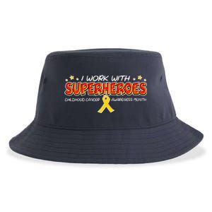 Childhood Cancer I Work With Superheroes Sustainable Bucket Hat