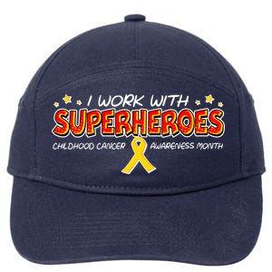 Childhood Cancer I Work With Superheroes 7-Panel Snapback Hat