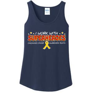 Childhood Cancer I Work With Superheroes Ladies Essential Tank