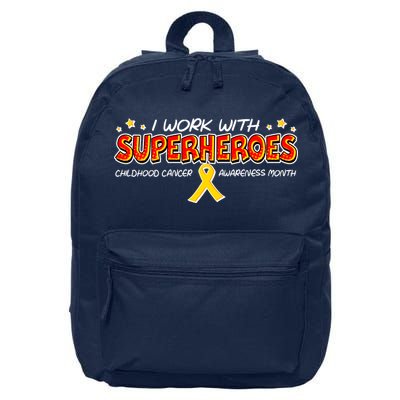 Childhood Cancer I Work With Superheroes 16 in Basic Backpack