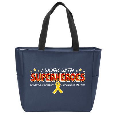 Childhood Cancer I Work With Superheroes Zip Tote Bag