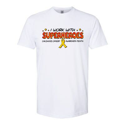 Childhood Cancer I Work With Superheroes Softstyle® CVC T-Shirt