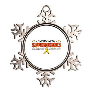 Childhood Cancer I Work With Superheroes Metallic Star Ornament