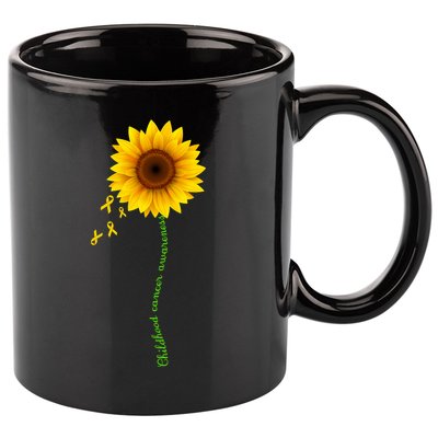 Children's Cancer Awareness Sunflower 11oz C Handle Ceramic Mug