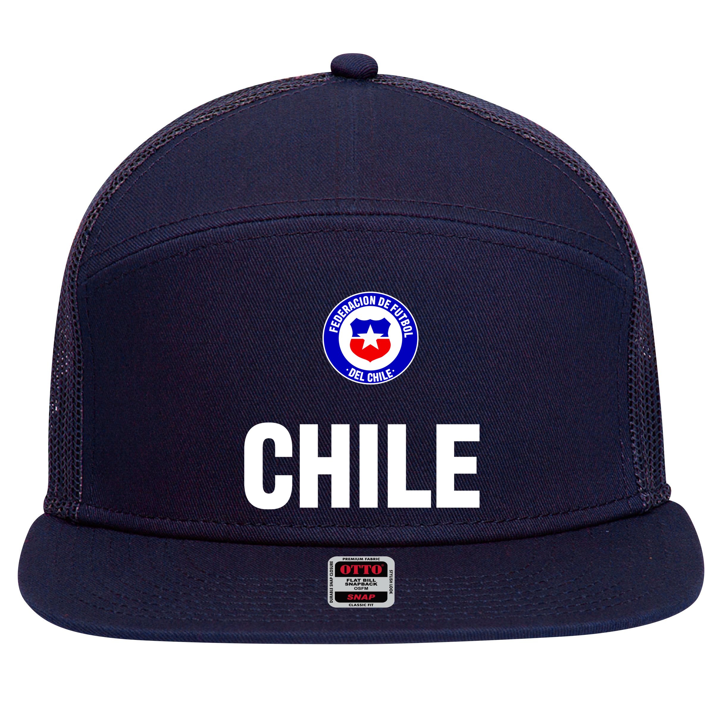 Chile Chilean Flag Soccer Futbol 7 Panel Mesh Trucker Snapback Hat