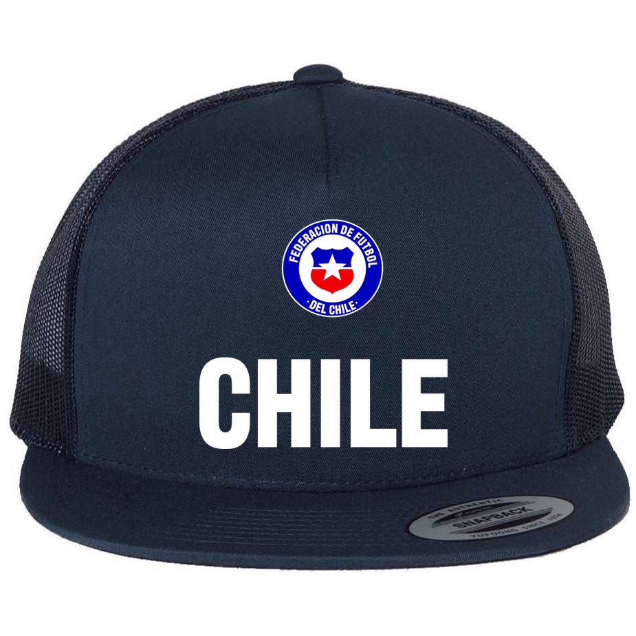 Chile Chilean Flag Soccer Futbol Flat Bill Trucker Hat