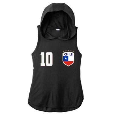 Chile Flag Shield Logo Futbol Soccer World Cup Ladies PosiCharge Tri-Blend Wicking Draft Hoodie Tank