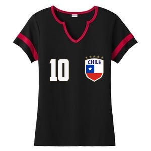 Chile Flag Shield Logo Futbol Soccer World Cup Ladies Halftime Notch Neck Tee