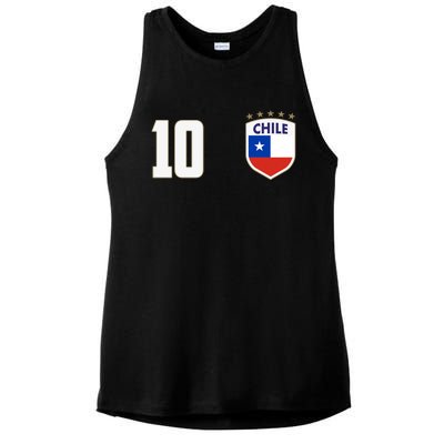 Chile Flag Shield Logo Futbol Soccer World Cup Ladies PosiCharge Tri-Blend Wicking Tank