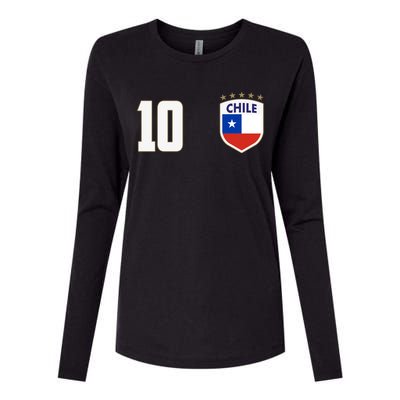 Chile Flag Shield Logo Futbol Soccer World Cup Womens Cotton Relaxed Long Sleeve T-Shirt