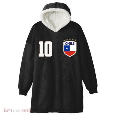 Chile Flag Shield Logo Futbol Soccer World Cup Hooded Wearable Blanket