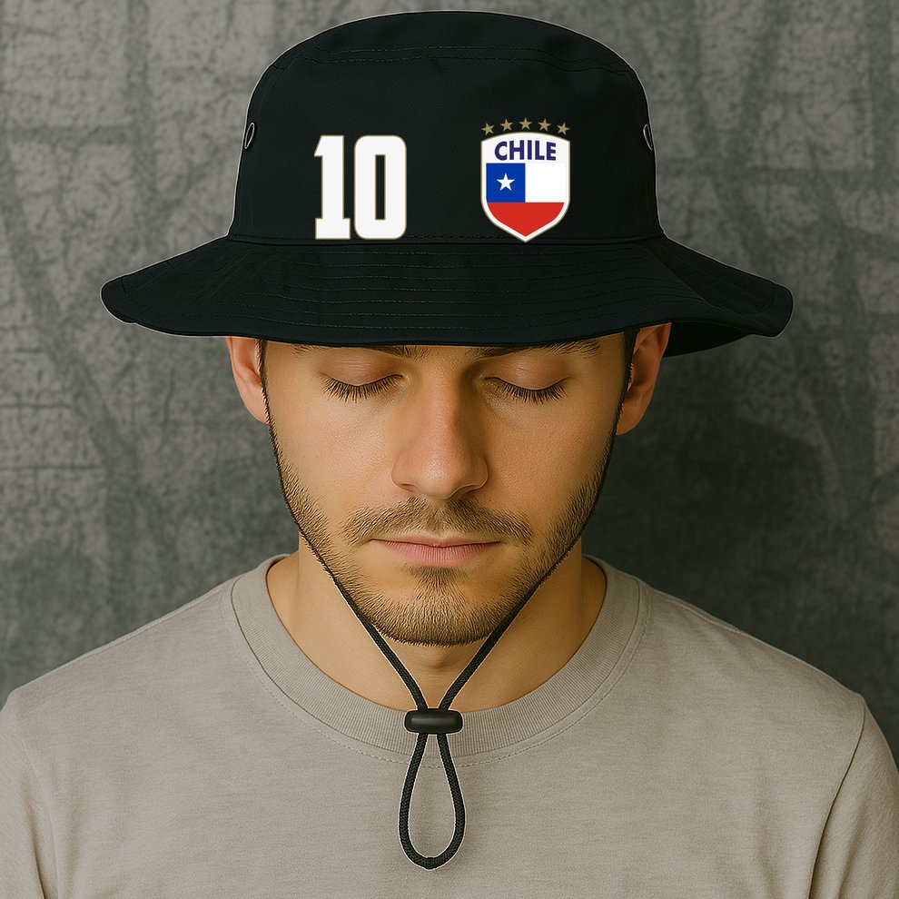 Chile Flag Shield Logo Futbol Soccer World Cup Bucket Hat