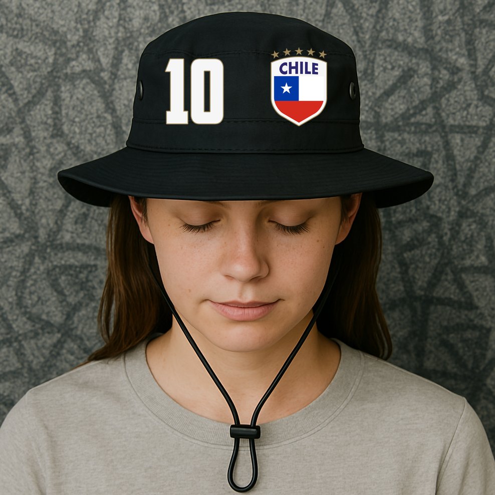 Chile Flag Shield Logo Futbol Soccer World Cup Bucket Hat