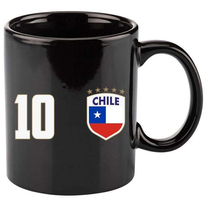 Chile Flag Shield Logo Futbol Soccer World Cup 11oz C Handle Ceramic Mug