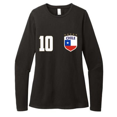 Chile Flag Shield Logo Futbol Soccer World Cup Womens CVC Long Sleeve Shirt