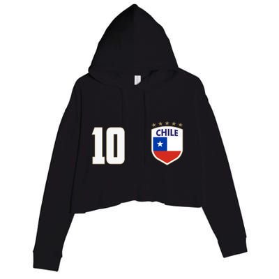 Chile Flag Shield Logo Futbol Soccer World Cup Crop Fleece Hoodie