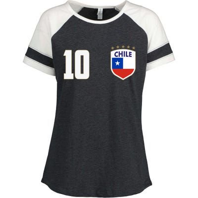 Chile Flag Shield Logo Futbol Soccer World Cup Enza Ladies Jersey Colorblock Tee