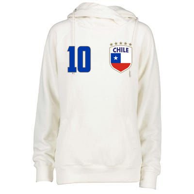 Chile Flag Shield Logo Futbol Soccer World Cup Womens Funnel Neck Pullover Hood