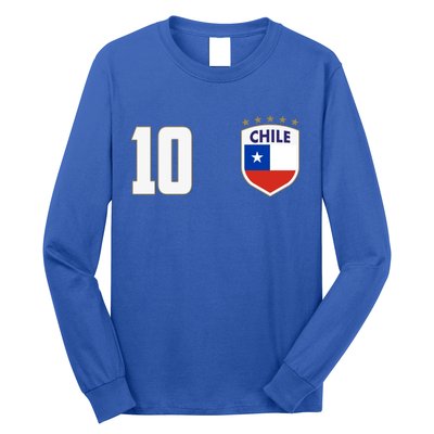 Chile Flag Shield Logo Futbol Soccer World Cup Long Sleeve Shirt