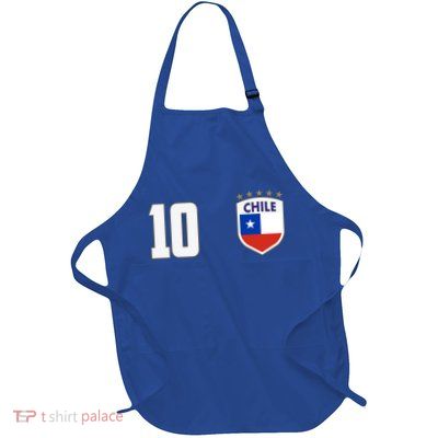 Chile Flag Shield Logo Futbol Soccer World Cup Full-Length Apron With Pockets