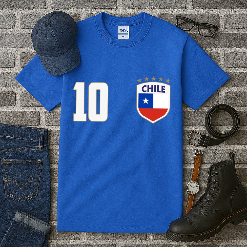 Chile Flag Shield Logo Futbol Soccer World Cup Tall T-Shirt