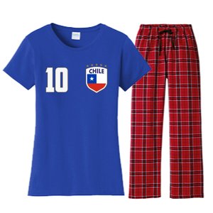 Chile Flag Shield Logo Futbol Soccer World Cup Women's Flannel Pajama Set