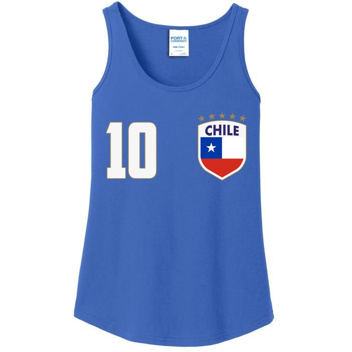 Chile Flag Shield Logo Futbol Soccer World Cup Ladies Essential Tank