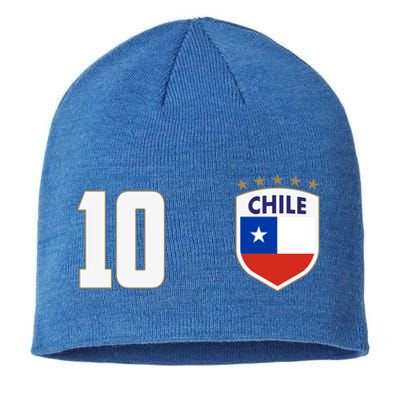 Chile Flag Shield Logo Futbol Soccer World Cup Sustainable Beanie