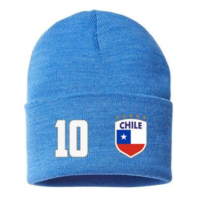 Chile Flag Shield Logo Futbol Soccer World Cup Sustainable Knit Beanie