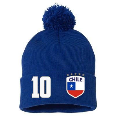 Chile Flag Shield Logo Futbol Soccer World Cup Pom Pom 12in Knit Beanie