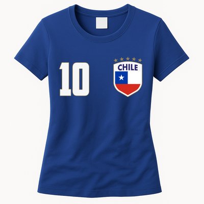 Chile Flag Shield Logo Futbol Soccer World Cup Womens T-Shirt