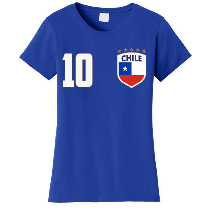 Chile Flag Shield Logo Futbol Soccer World Cup Women's T-Shirt