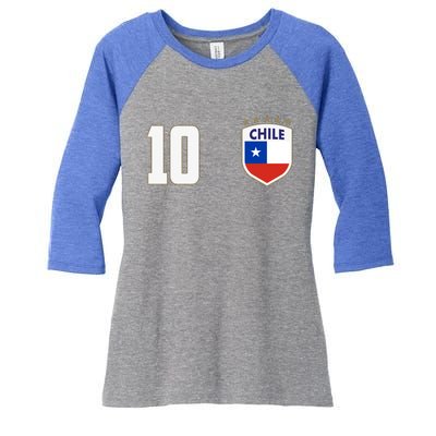 Chile Flag Shield Logo Futbol Soccer World Cup Women's Tri-Blend 3/4-Sleeve Raglan Shirt