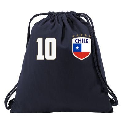 Chile Flag Shield Logo Futbol Soccer World Cup Drawstring Bag