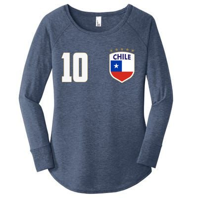 Chile Flag Shield Logo Futbol Soccer World Cup Women's Perfect Tri Tunic Long Sleeve Shirt