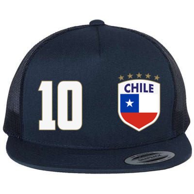 Chile Flag Shield Logo Futbol Soccer World Cup Flat Bill Trucker Hat