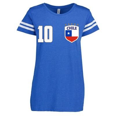 Chile Flag Shield Logo Futbol Soccer World Cup Enza Ladies Jersey Football T-Shirt