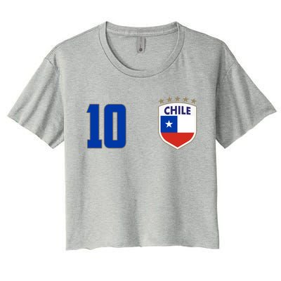 Chile Flag Shield Logo Futbol Soccer World Cup Women's Crop Top Tee