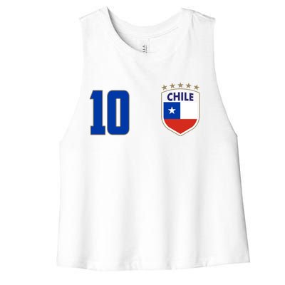 Chile Flag Shield Logo Futbol Soccer World Cup Women's Racerback Cropped Tank