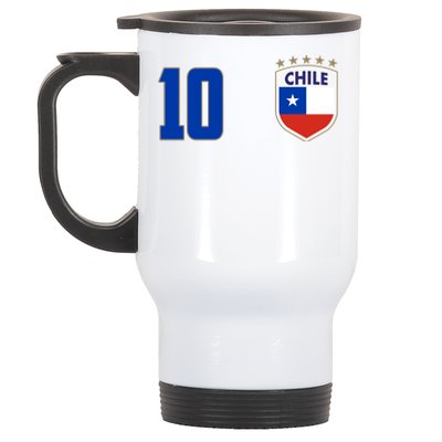 Chile Flag Shield Logo Futbol Soccer World Cup Stainless Steel Travel Mug