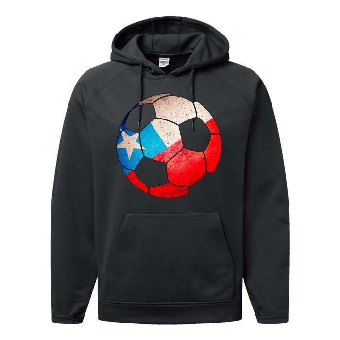 Chile Soccer Ball Flag Performance Fleece Hoodie