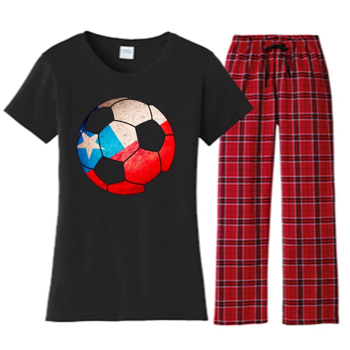 Chile Soccer Ball Flag Women's Flannel Pajama Set