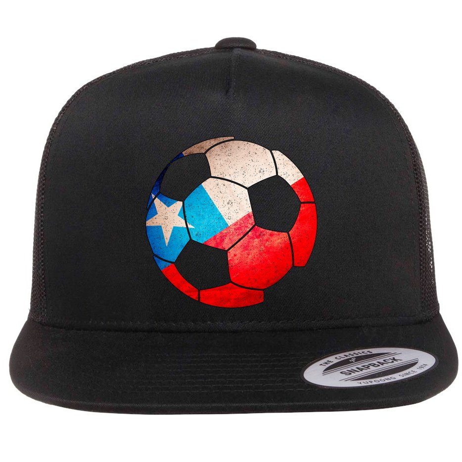 Chile Soccer Ball Flag Flat Bill Trucker Hat