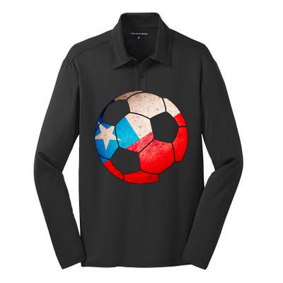 Chile Soccer Ball Flag Silk Touch Performance Long Sleeve Polo